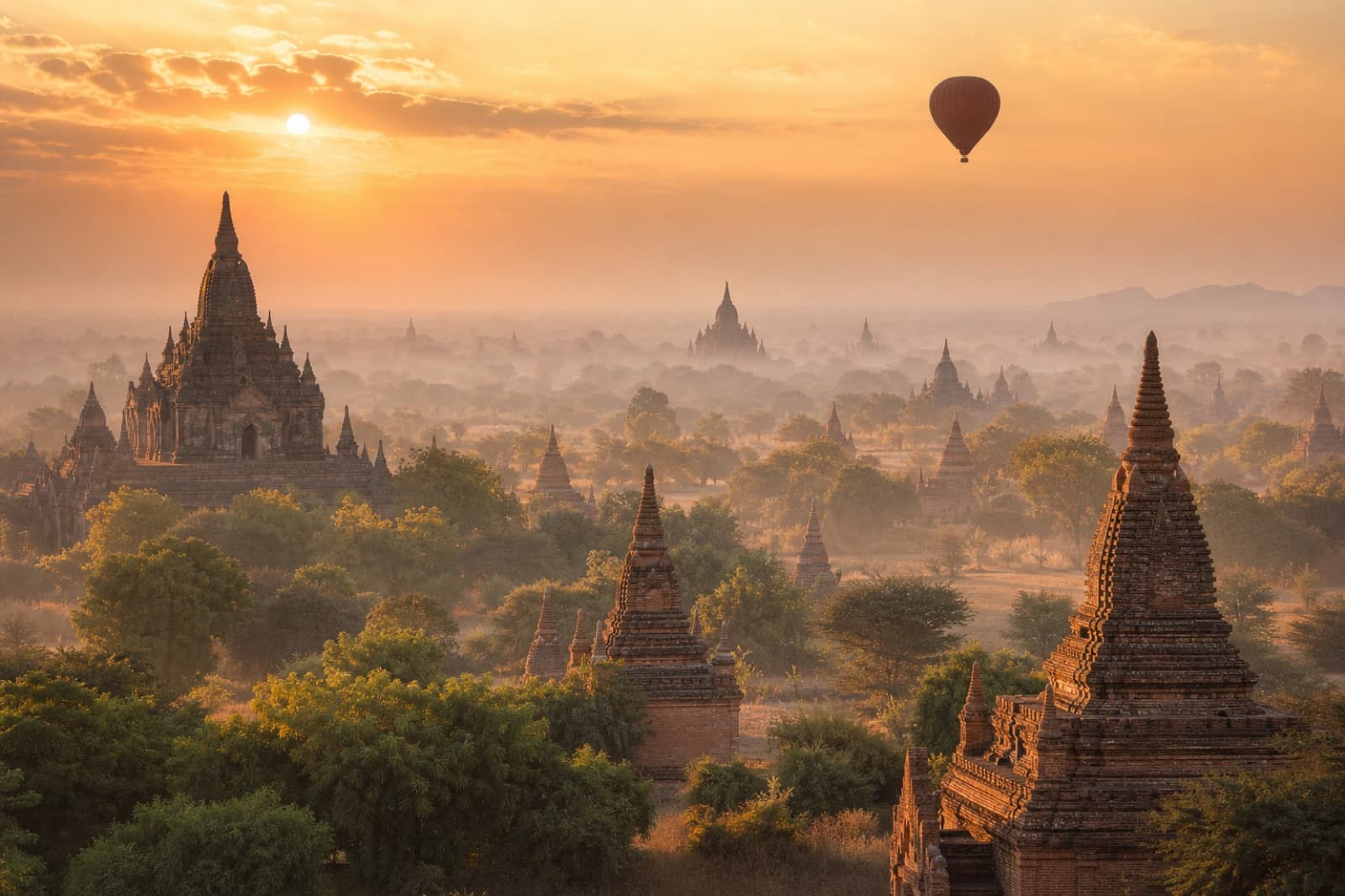 The ancient temples of Bagan at sunrise, Myanmar